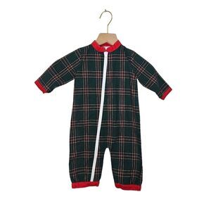 Vintage Plaid Romper Size 12 Months Classic Traditional Christmas Zip Up